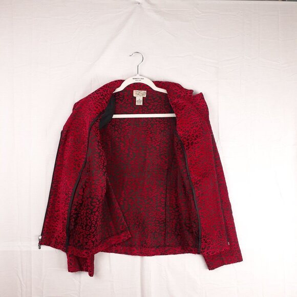 Molly & Max Red & Black Leopard Print Zip-Up Womens Blazer Jacket‎ 1X - Picture 9 of 10